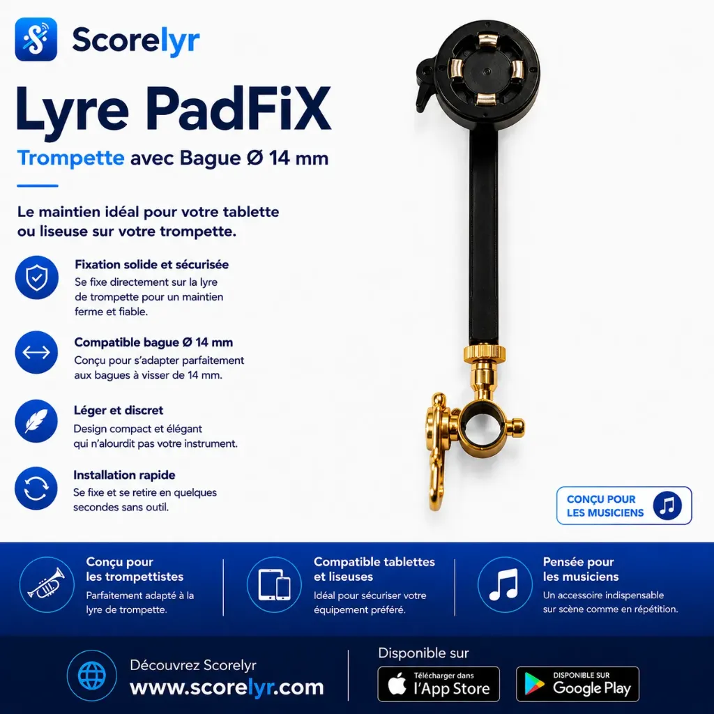 Lyre PadFix Trompette avec Bague DOREE de 14mm